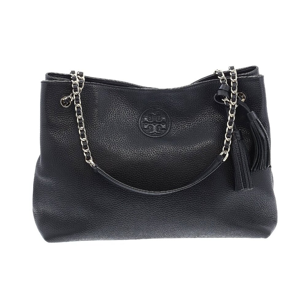 Tory Burch Black Leather Tote Chain Handle